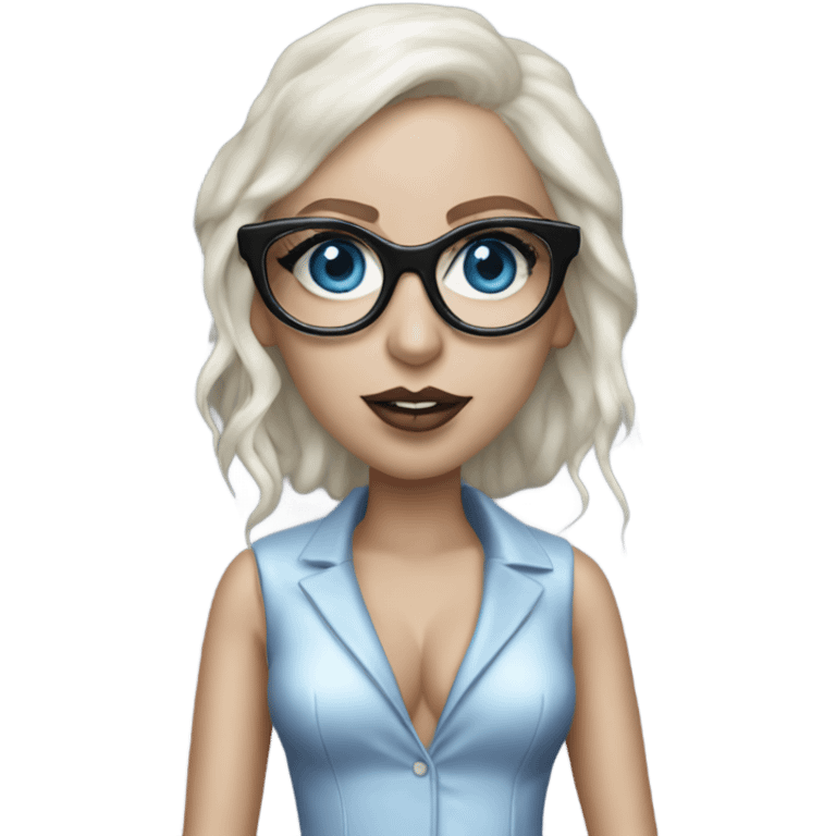 Hyper Realistic lady gaga rain on me blue eyes black glasses  emoji