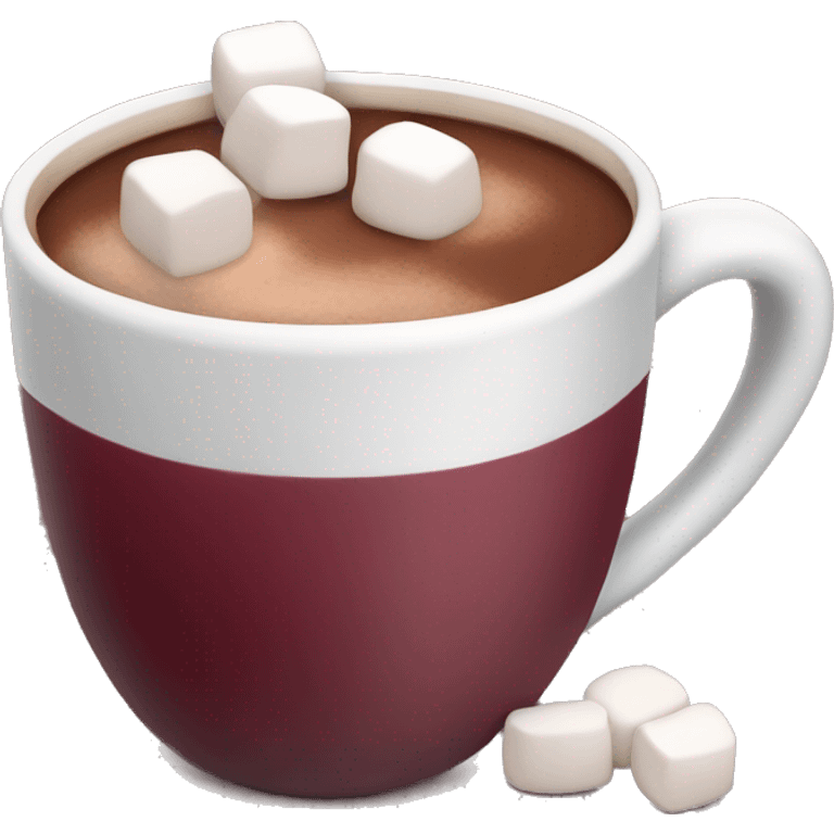 burgundy cup of hot cocoa with marshmallows  emoji