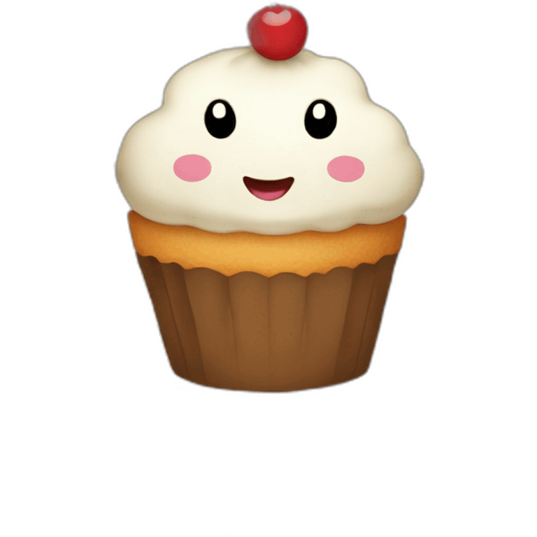 Happy cupcake with cow spots emoji