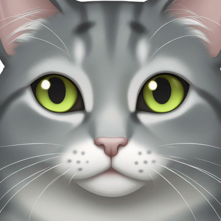 grey tuxedo cat with light green eyes emoji