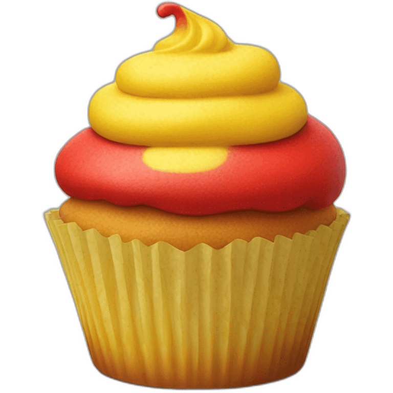 Happy red and yellow cupcake  emoji