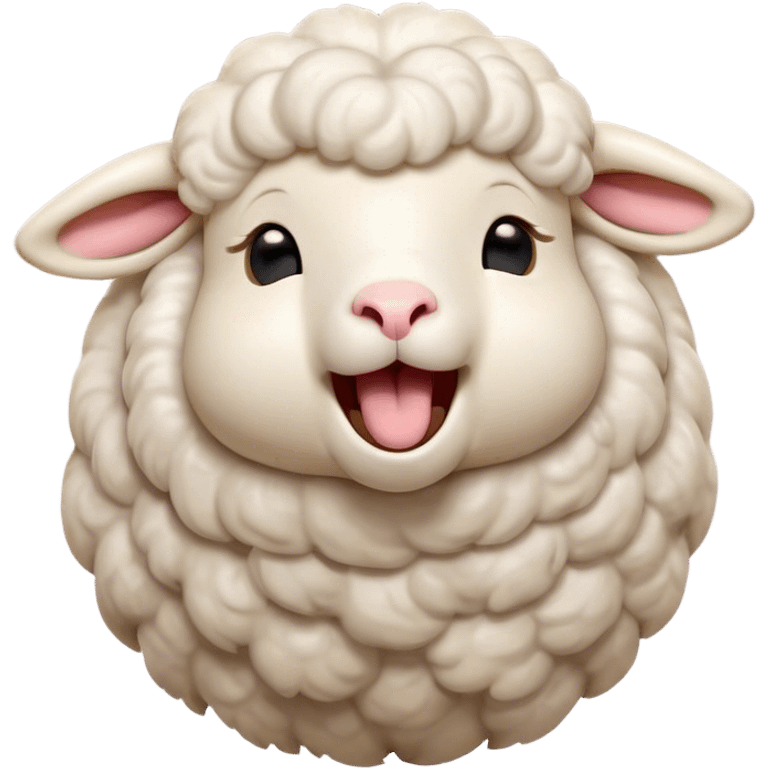 Cinematic Cute Yawning Sheep Portrait Emoji, Head tilted slightly with a dramatic, wide-open yawn, showcasing a soft, downy white fleece with gently drooping ears, round gentle eyes barely open in drowsy contentment, Simplified yet irresistibly adorable features, highly detailed, glowing with a soft, cozy glow, high shine, relaxed yet expressive, stylized with a touch of whimsical charm, bright and endearing, soft glowing outline, capturing the essence of a sleepy yet affectionate sheep, so drowsy it feels like it could stretch out of the screen and curl up for a nap! emoji