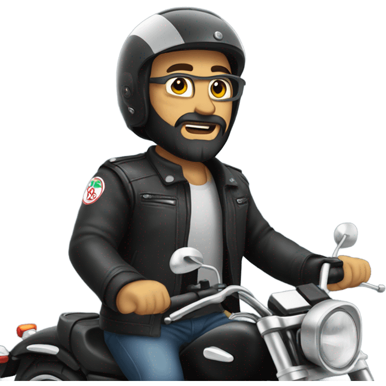 Bearded man riding a motorbike emoji