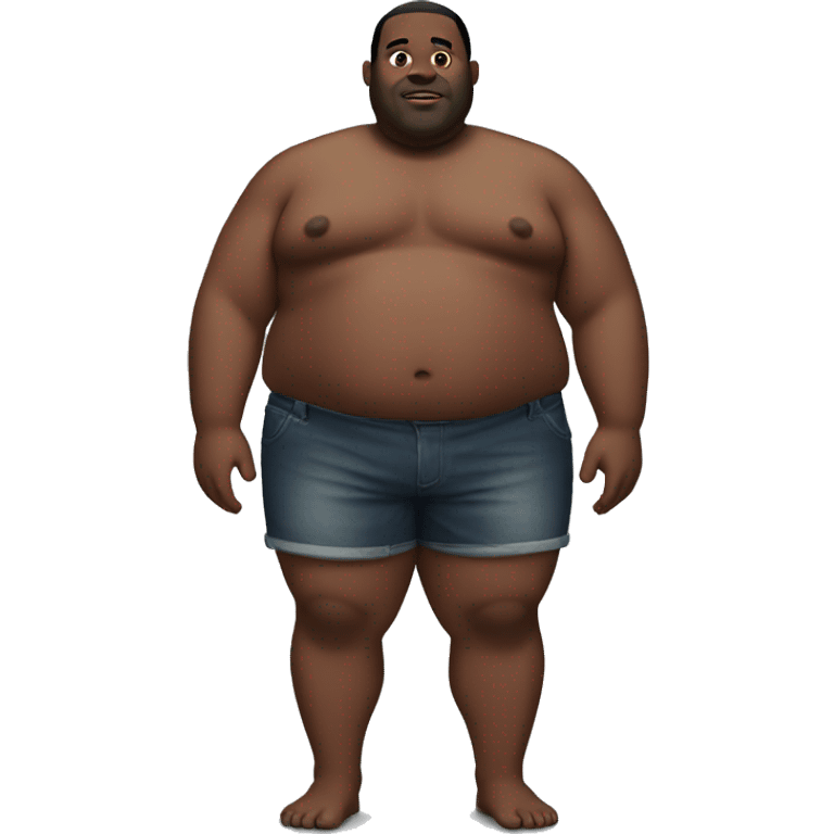 fat black man no shirt emoji