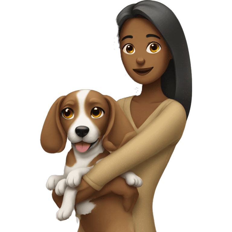 Woman and pup emoji