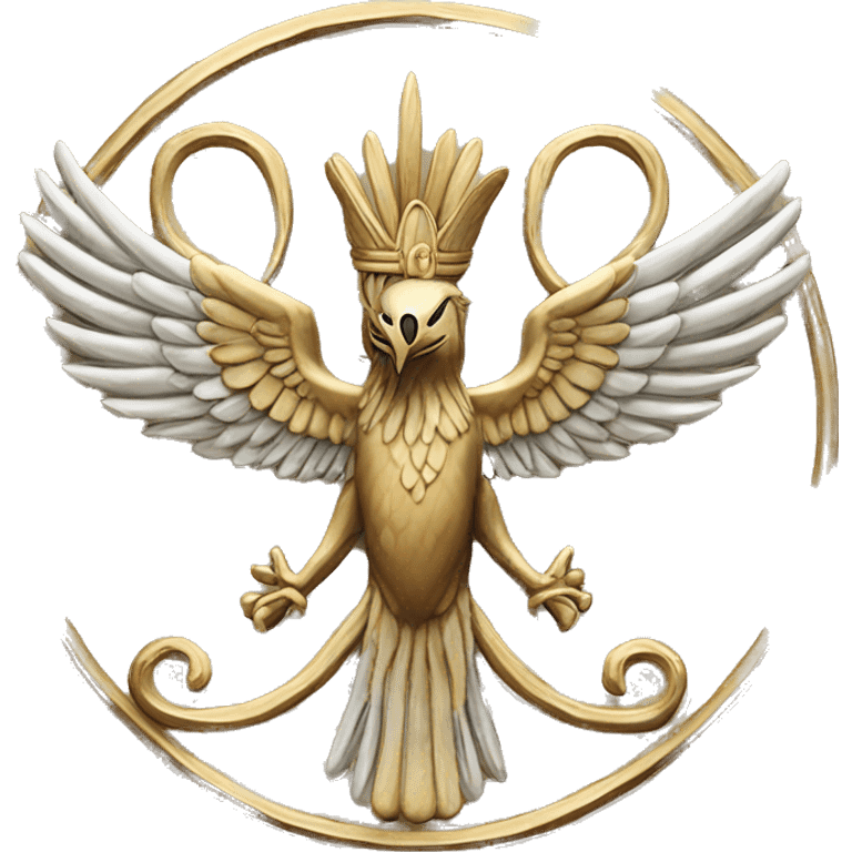 The Farvahar, is one of the best-known symbols of Zoroastrianism, an Iranian religion. There are various interpretations of what the Faravahar symbolizes emoji