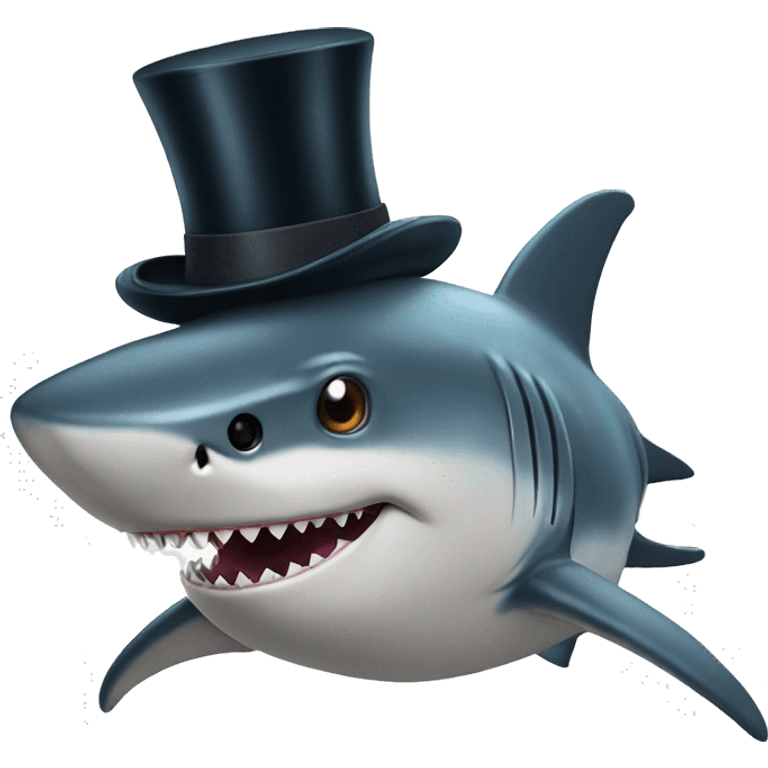 Shark with a top hat emoji