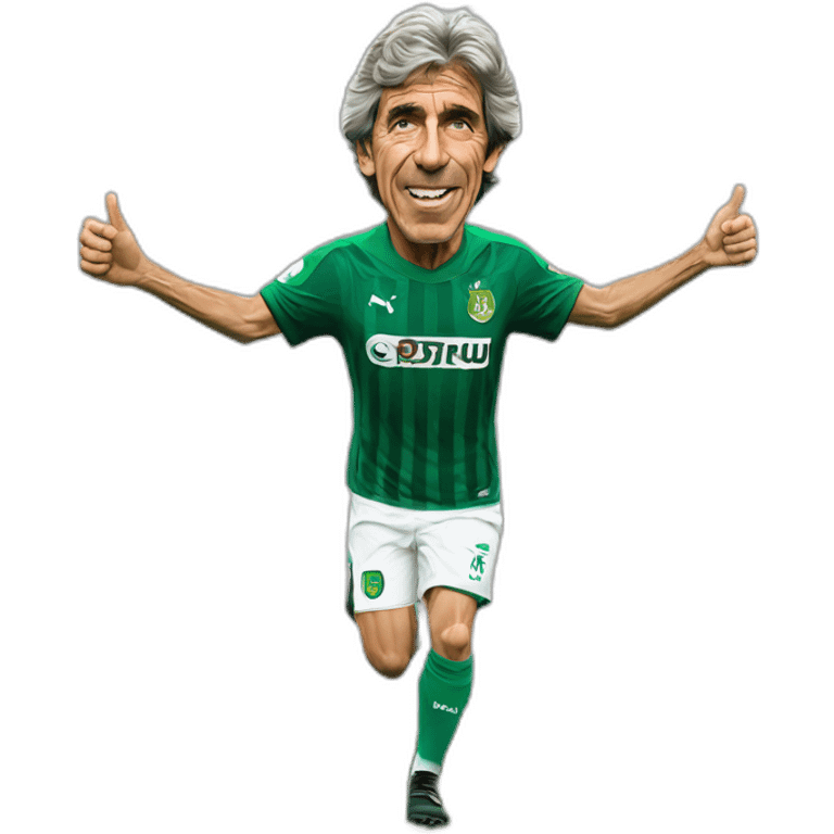 Hiperrealist Manuel pellegrini celebration goal with betis tshirt emoji