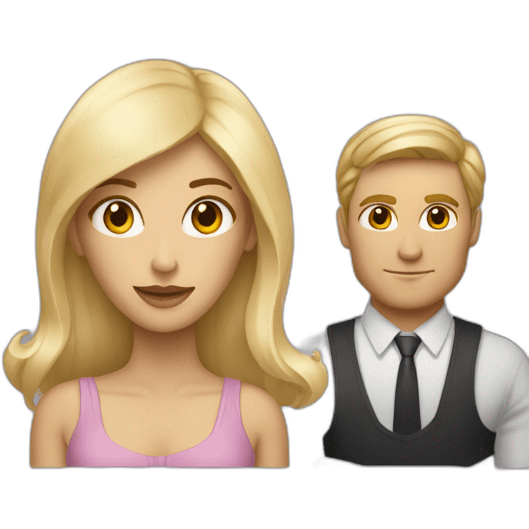 Femme blonde avec un homme metisse  emoji