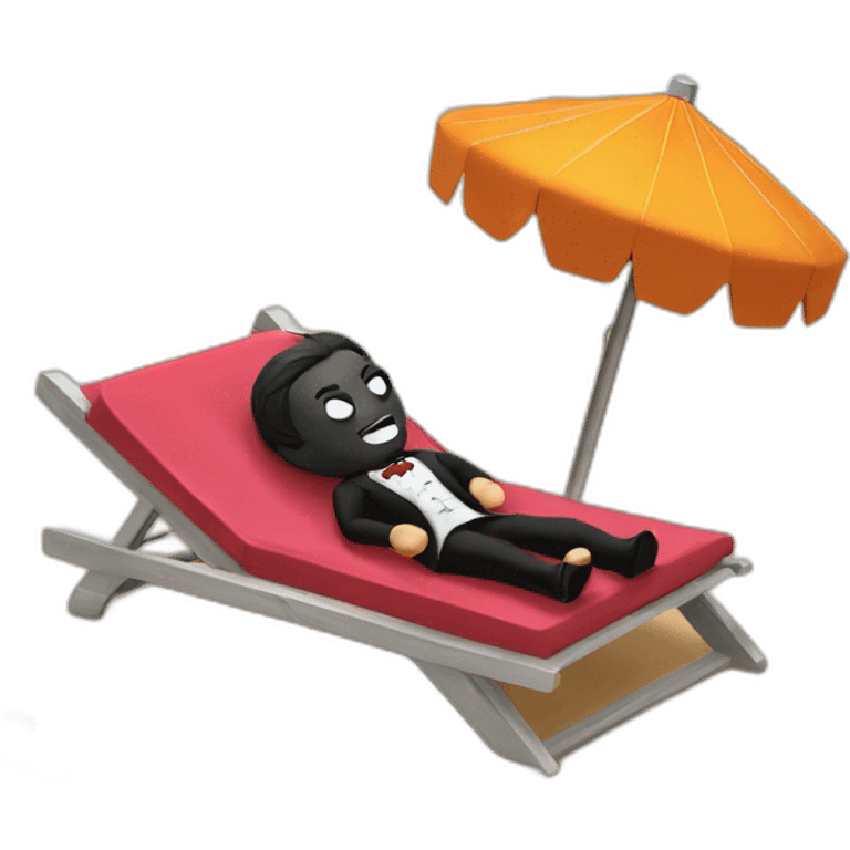 Dracula is sunbathing on the beach  emoji