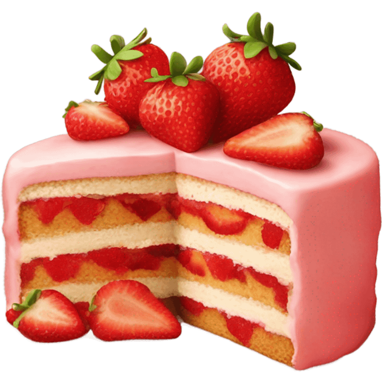 Realistic delicious strawberry cake emoji