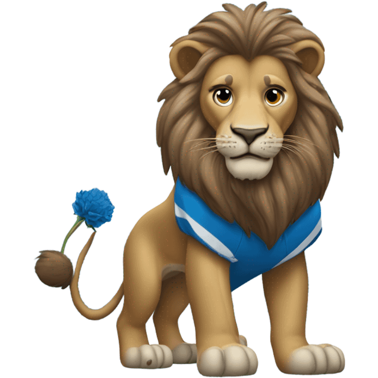 Lion with a Detroit lions jersey emoji