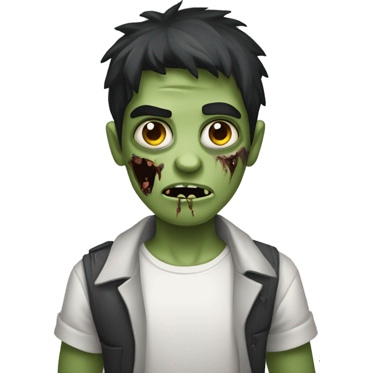 boy zombie with dark hair and white shirt emoji