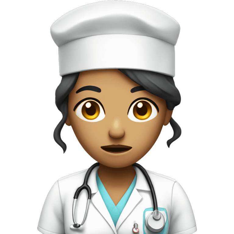 stressed unhappy sad looking nurse emoji