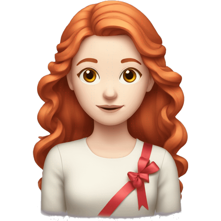 Red-haired girl with ribbon in hair with pale skin emoji