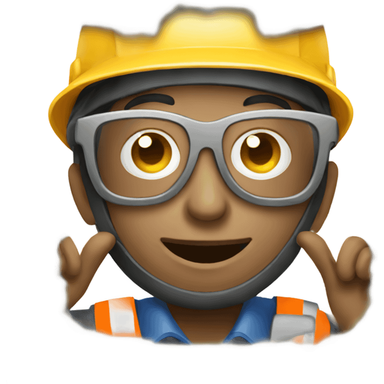 person who wearing hardhat is taking picture  emoji