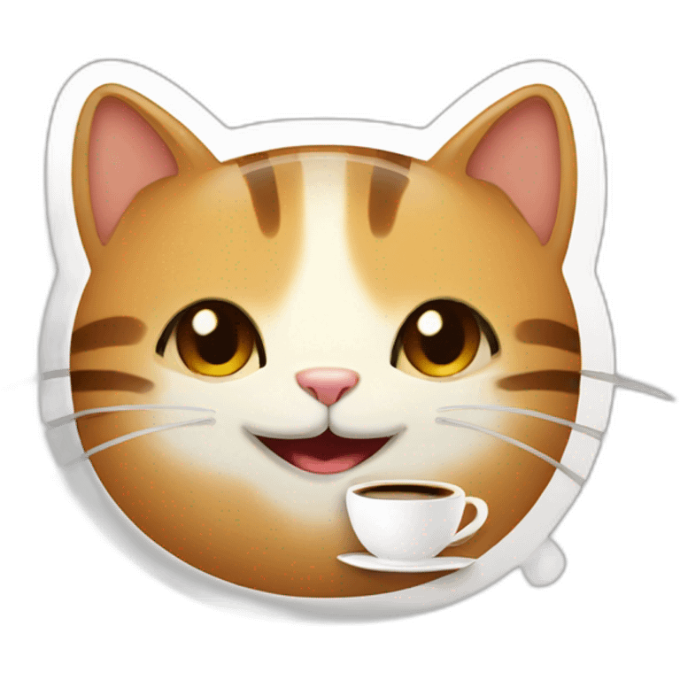 smiling cat with coffee emoji