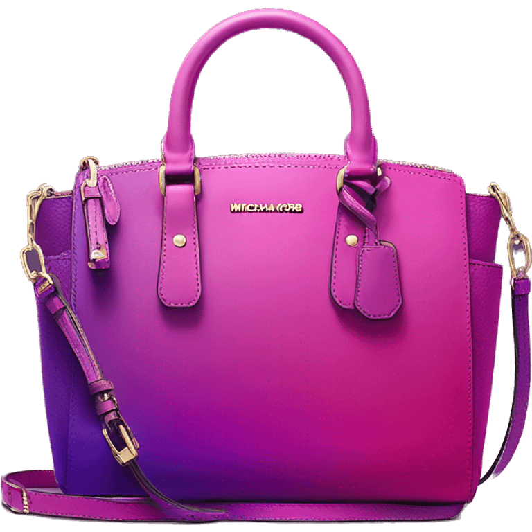 Realistic isolated magenta to purple ombre Michael kors satchel purse.  emoji