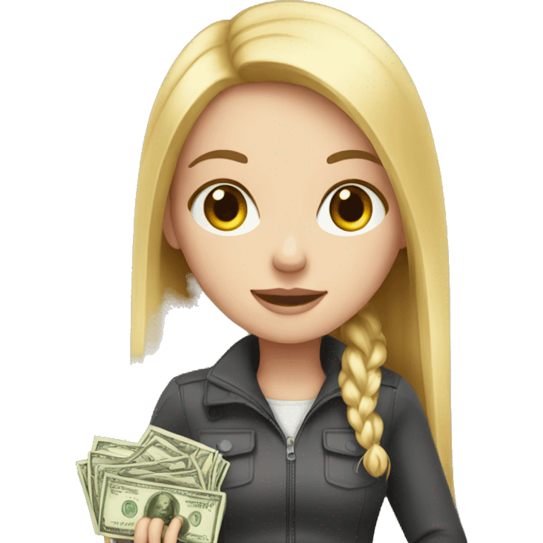 white girl paying money emoji