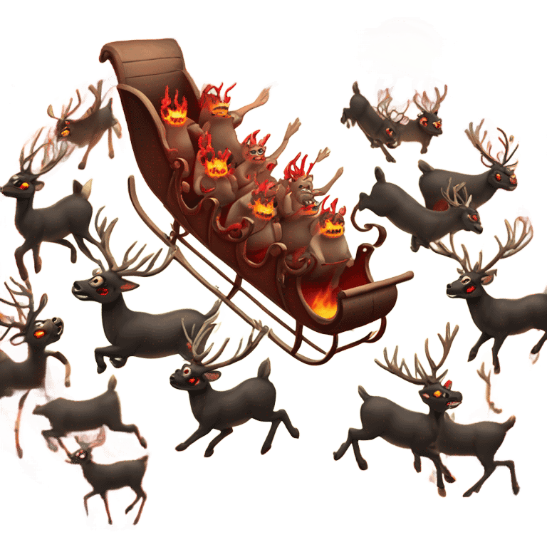 Satan’s sleigh pulled by 8 fiery reindeer  emoji