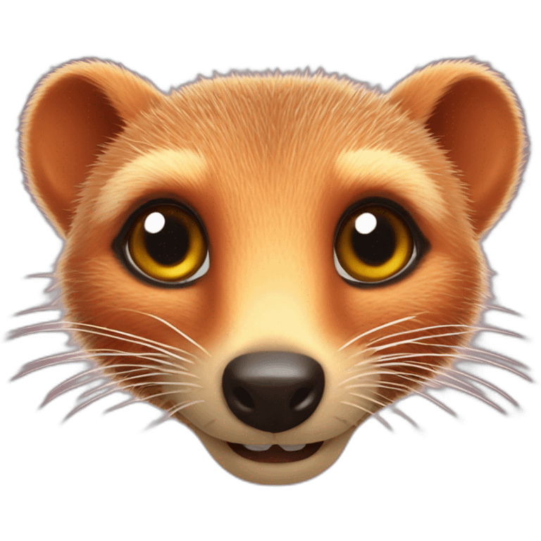 red cheerful smiling mongoose in bed emoji