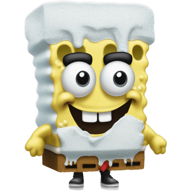 Spongebob Squarepants with white flour coming out of his nose and a black eye emoji