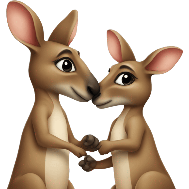 Kangaroo with wife in kiss emoji