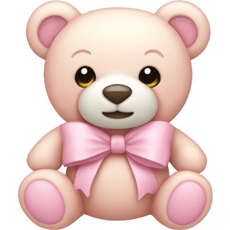  pale pink stuffed bear with bow emoji