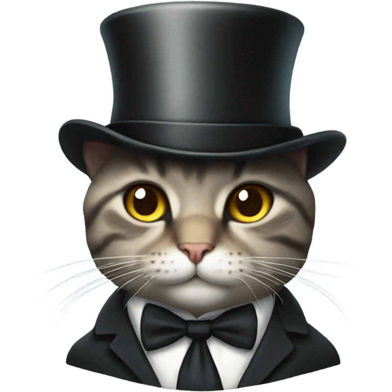 Kitty with a top hat and suit on with a monocle emoji