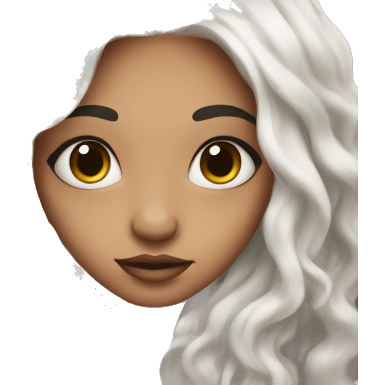 girl with vitiligo and long white hair  emoji