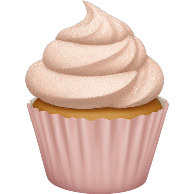 Pale blush pink cupcake with light beige glittery wrapper emoji