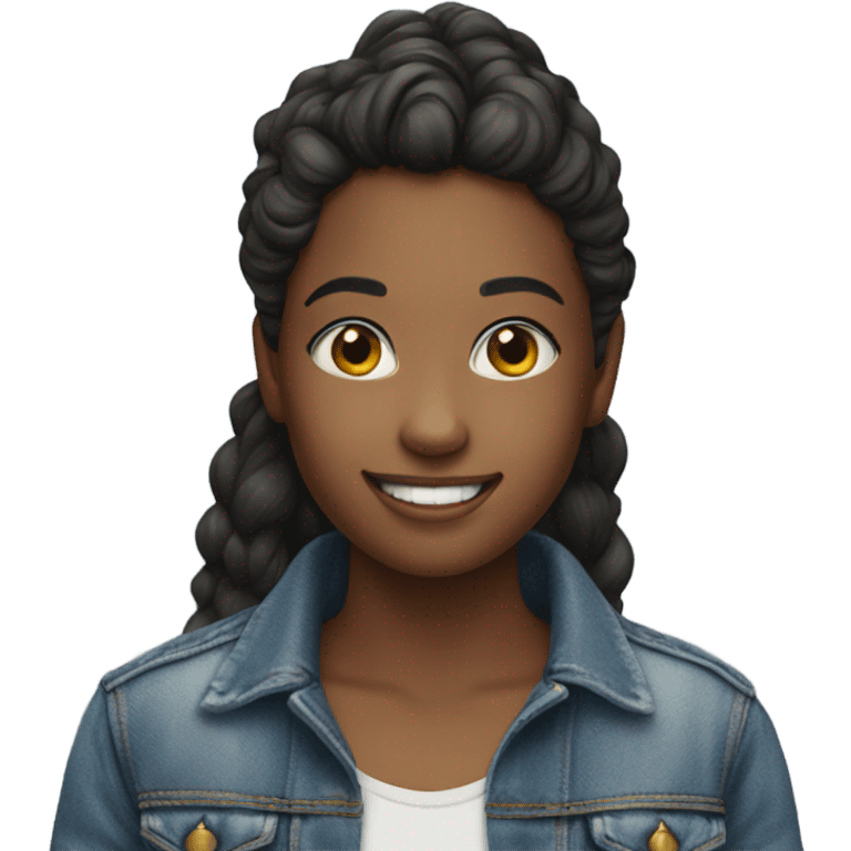 smiling girl in denim outfit emoji