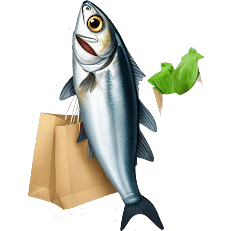 Sardines holding shopping bags emoji