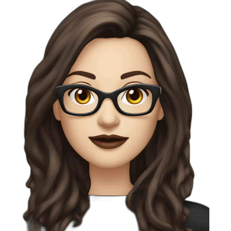 Sexy-Caucasian-Mum-woman-goth-long-brown-hair-dark-brown-eyes-standing-wearing-glasses-plus-size-upturned-nose emoji