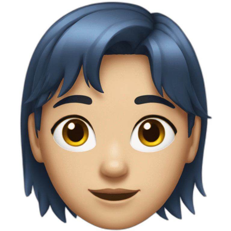 wolfcut navy hair girl emoji