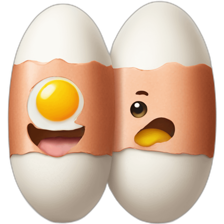 2 eggs aside big sausage emoji