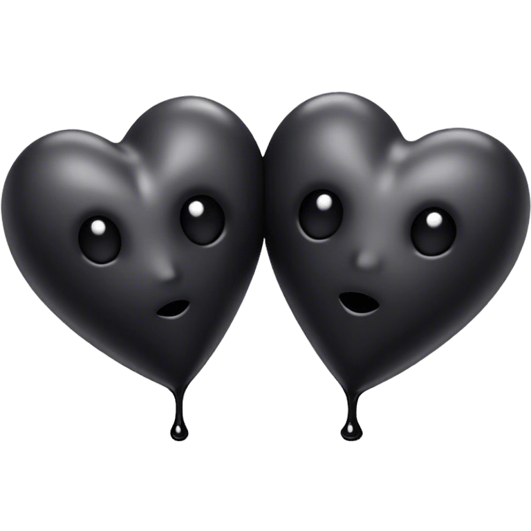 Two black hearts melted together emoji