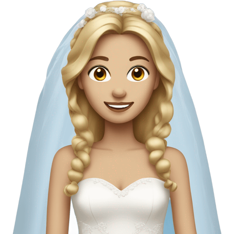 long brown blonde hair blue eyes woman bride emoji