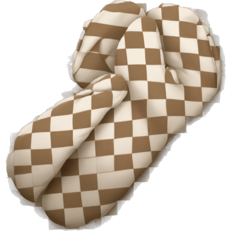 pair of checkered beige and white winter mits emoji