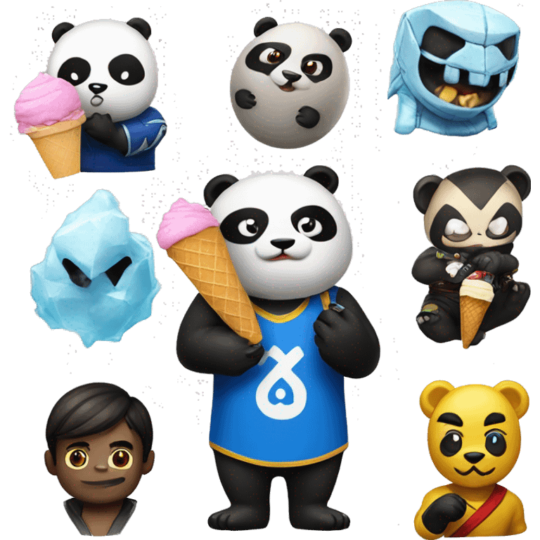 Panda eating ice cream and mortal kombat with streetfighter and capcom emoji