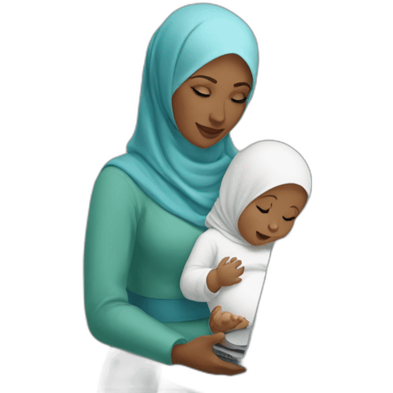 white-hijabi-woman-with-a-baby-boy-in-front-of-a-laptop emoji