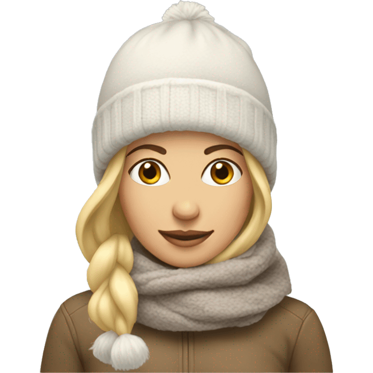 Woman Running Blonde Snow Hat Scarf emoji