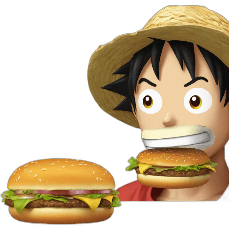 Luffy gear 5 qui manger un hamburger emoji