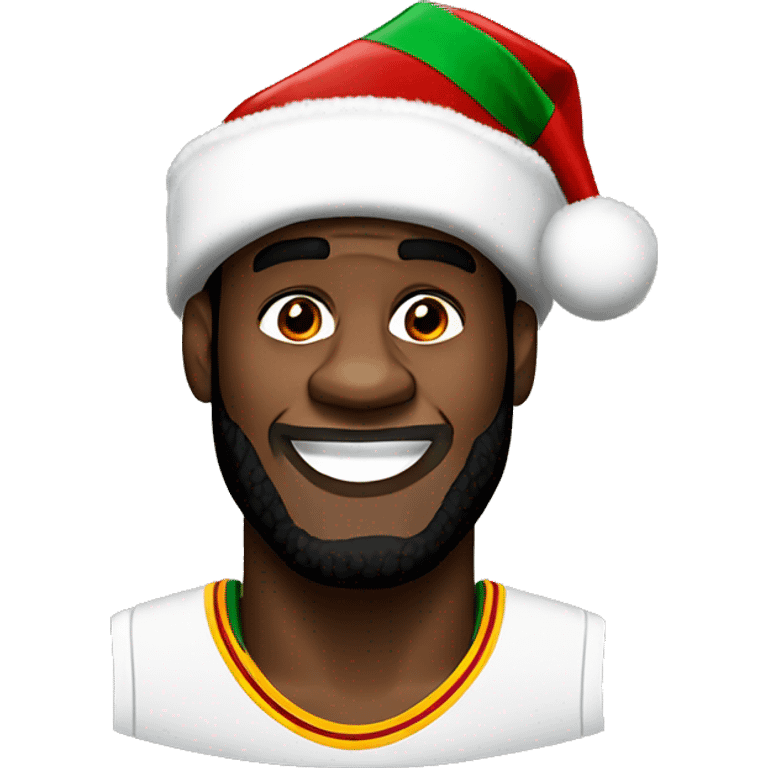 LeBron James wearing a Christmas hat emoji