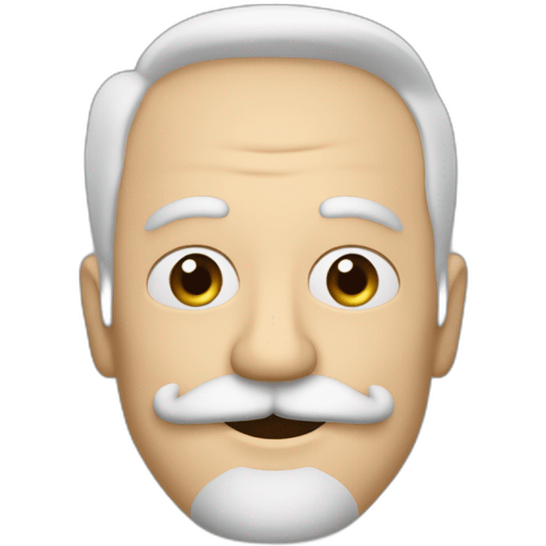 Hombre 50 años, calvo, blanco bigote sin barba lentes emoji