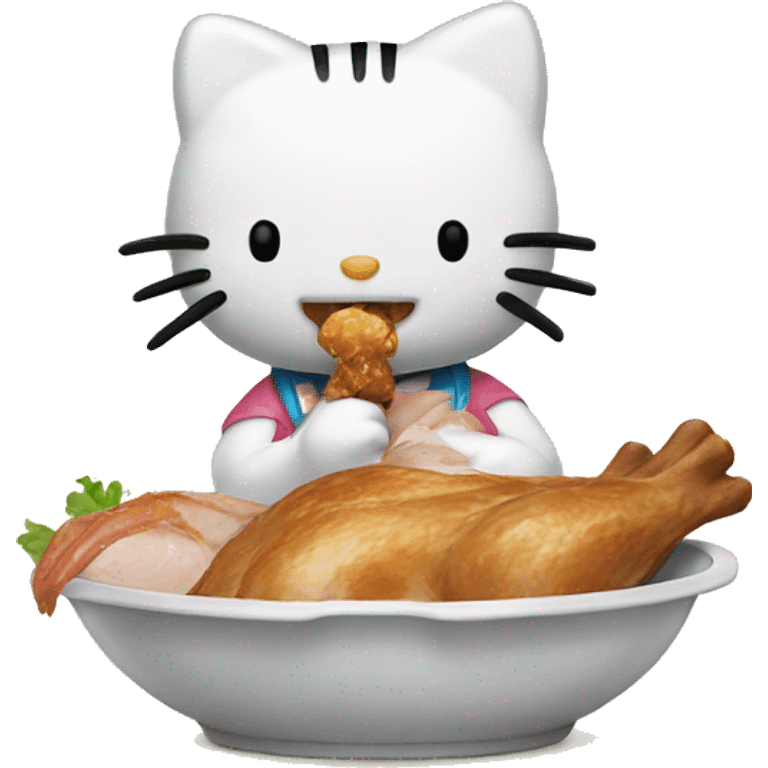 Hello kitty eating chicken emoji