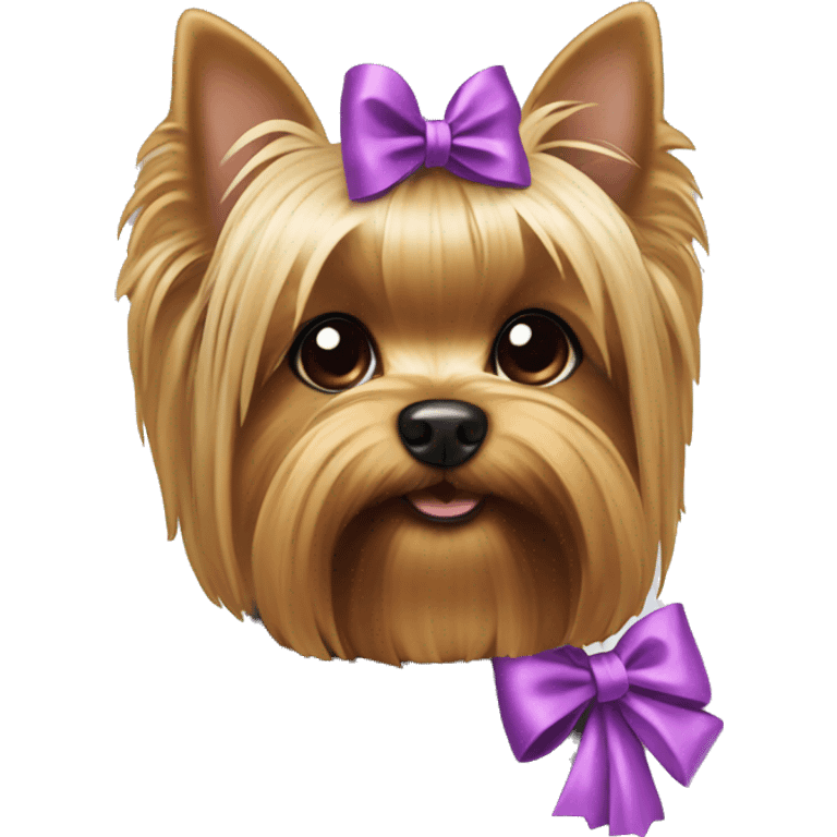 Yorkie dog with pick bow  emoji