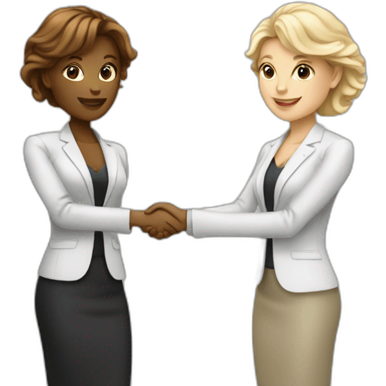 two white business women with different hair colors shaking hands emoji