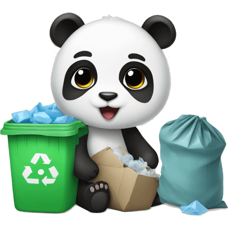 Baby panda with garbage emoji