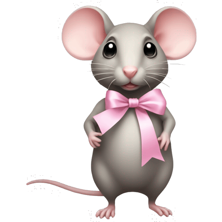 full body fat rat with light pink ribbon bow emoji